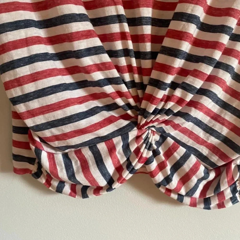 Lucky Brand Red White and Blue Front Knot Top - Picture 3 of 9